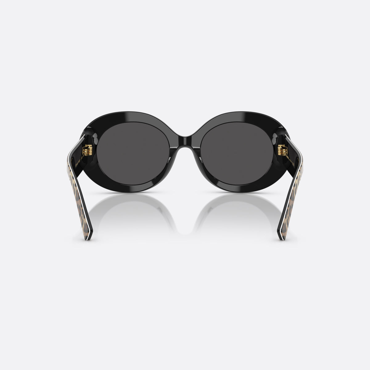 Dolce & Gabbana DG4448 316387 sunglasses, black oval frame for women, plain acetate bridge, brand logo on temples, back view