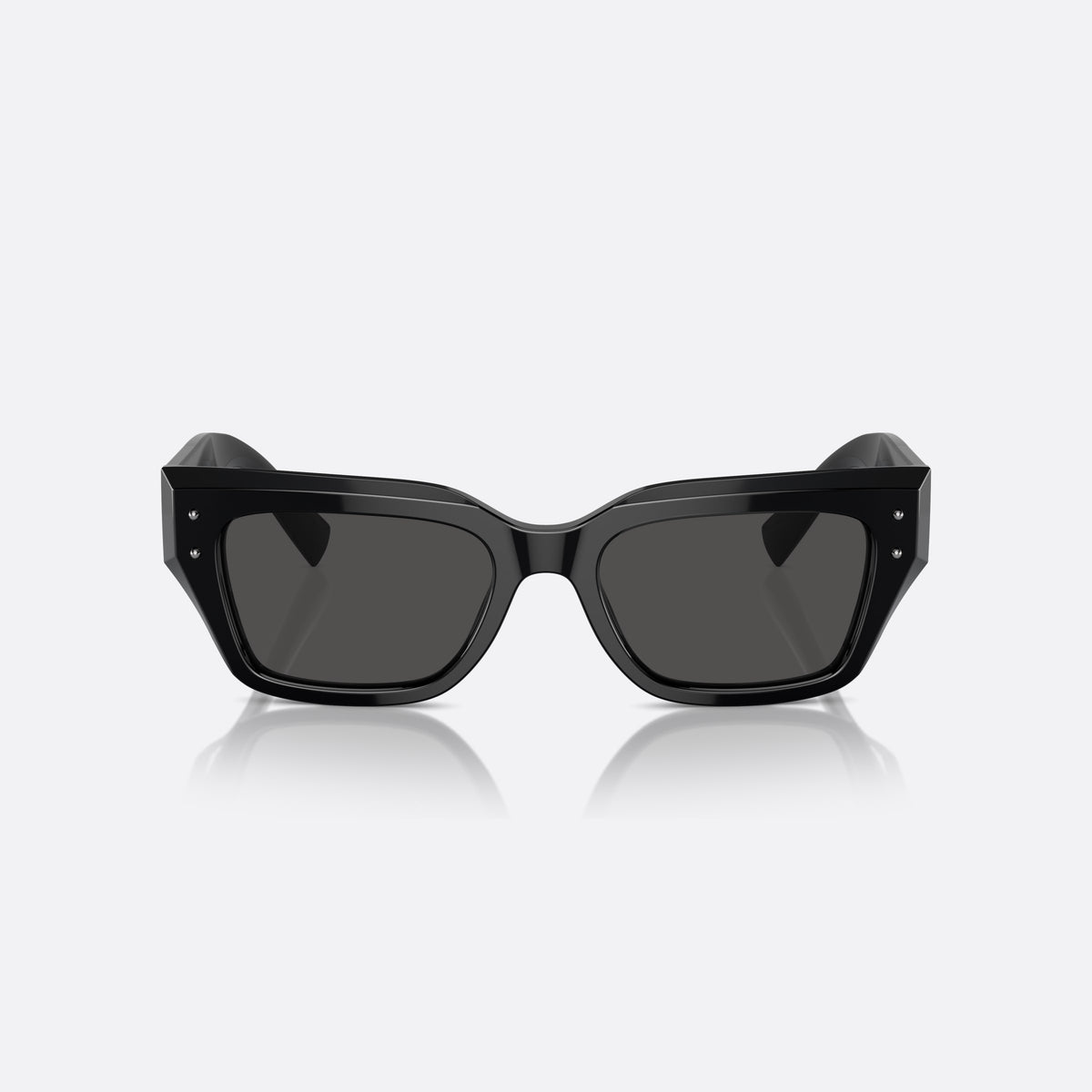 Dolce & Gabbana DG4462 501/87 sunglasses, black cat eye frame for women, plain bridge, brand lettering on temples, full rim