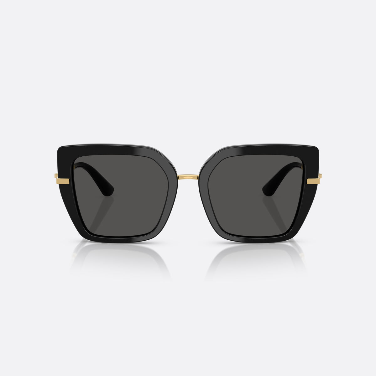 Ochelari de soare Dolce & Gabbana DG4474 501/87, fluture negru, pentru femei, punte subțire metalică, plachetă cu logoul brandului pe braț, vedere din față