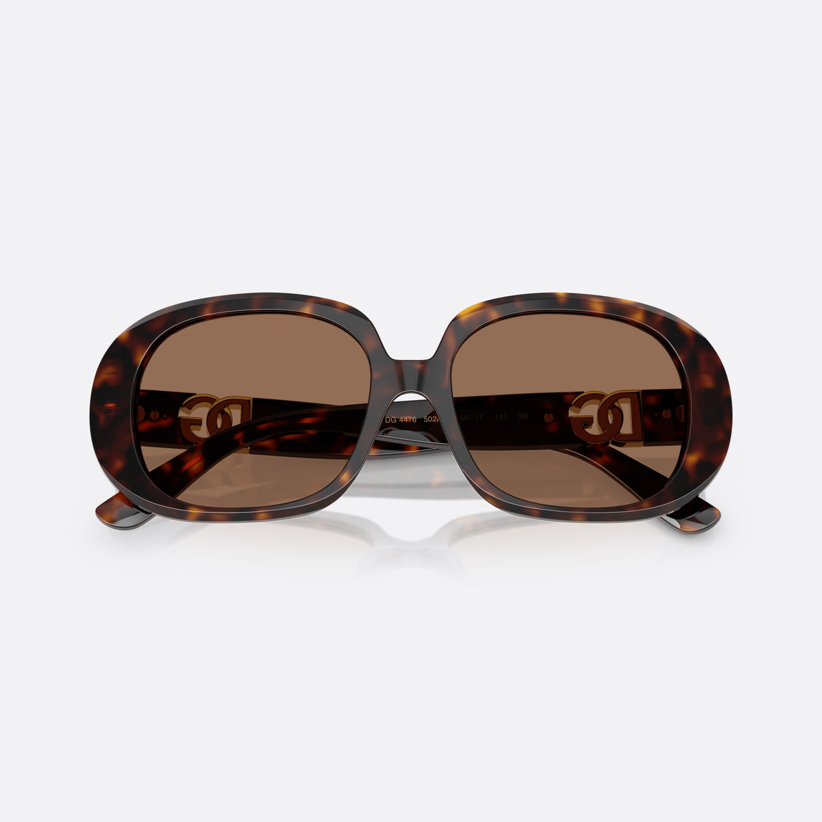 Dolce & Gabbana DG4476 502/73 sunglasses, havana oval frame for women, keyhole bridge, brand logo plaque on temples