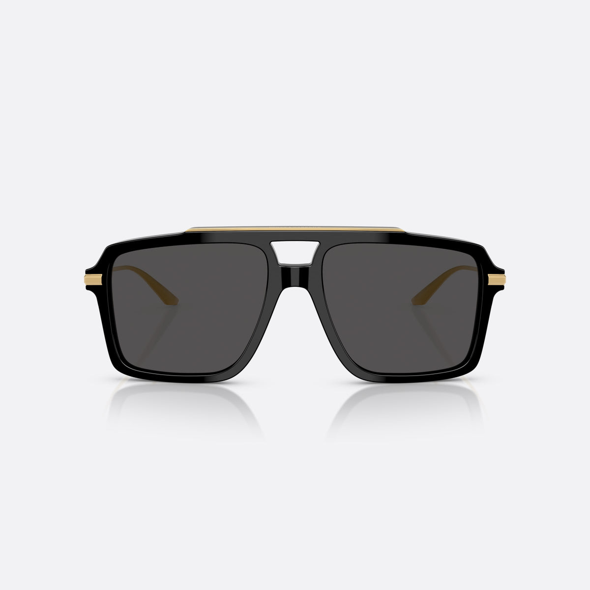 Ochelari de soare Dolce & Gabbana DG4477 501/87, pilot negru, pentru bărbați, punte keyhole, literele brandului pe brațe, vedere din față