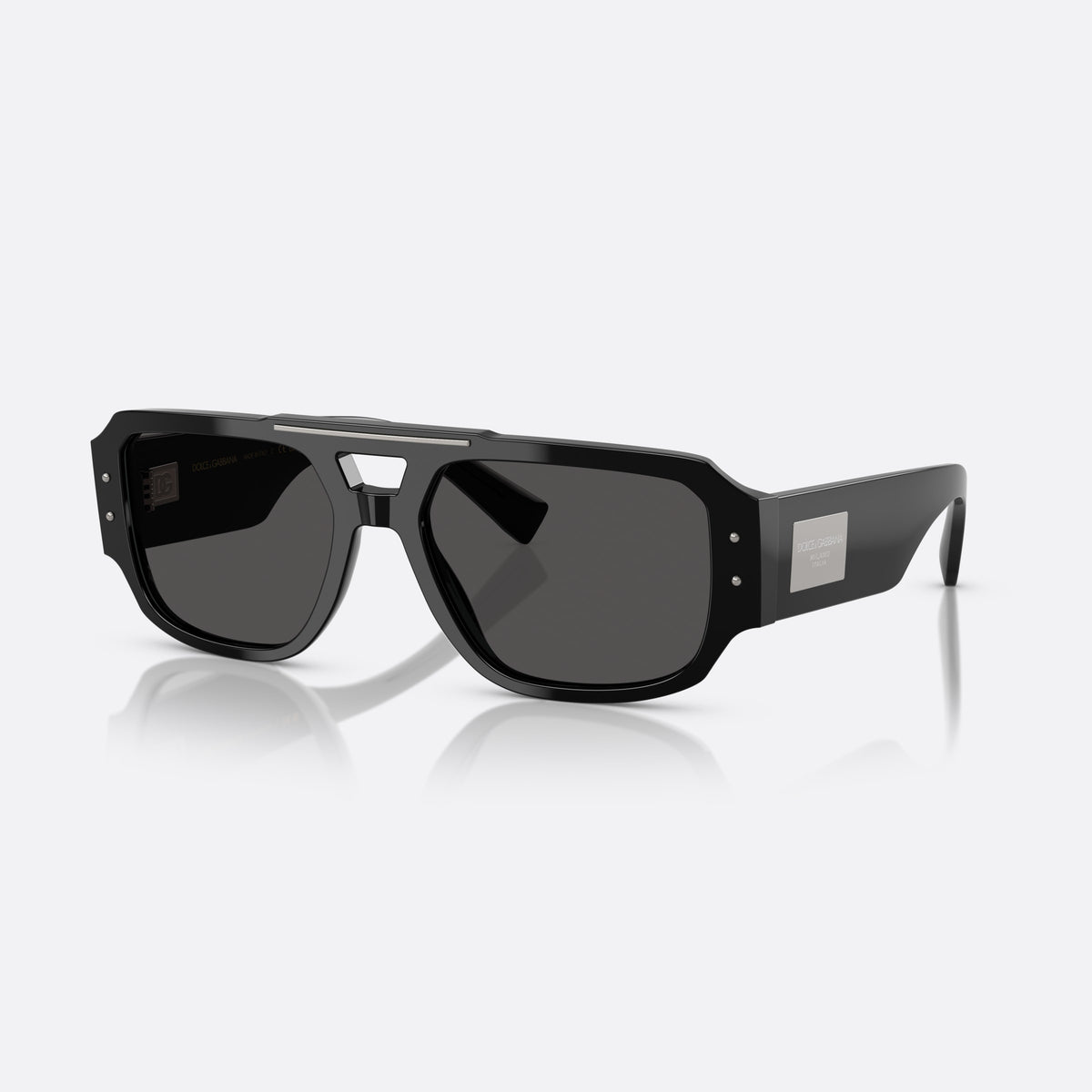 Dolce & Gabbana DG4482 501/87 sunglasses, black pilot frame for men, double bridge with trapezoid cutout, full-rim frame