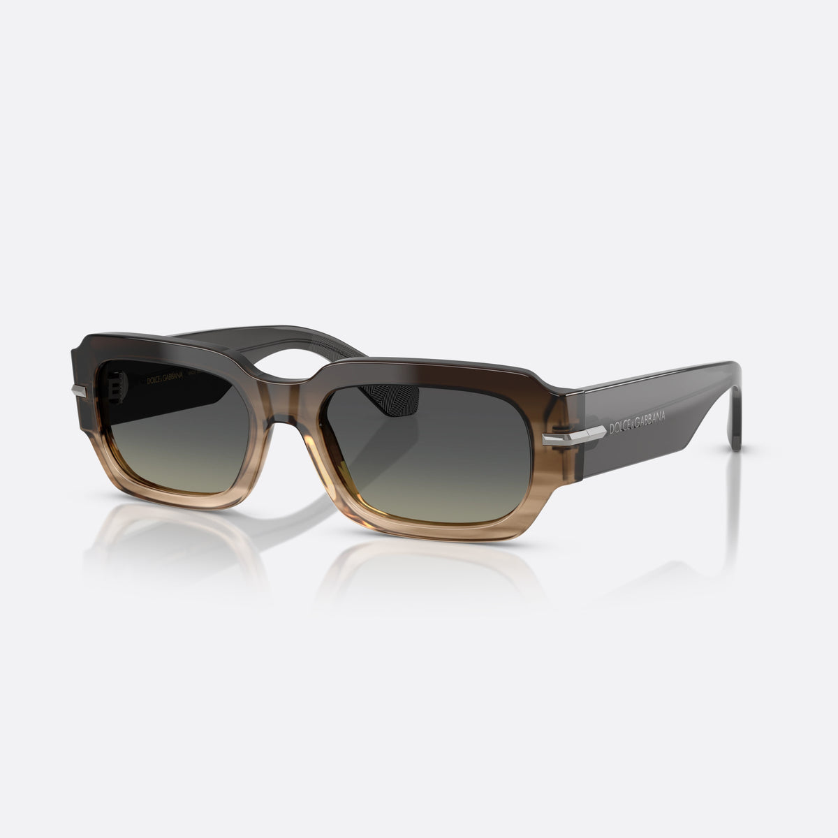 Ochelari de soare Dolce & Gabbana DG4485 348411, rectangulari gri, pentru bărbați, punte simplă, integrată în ramă, ramă completă