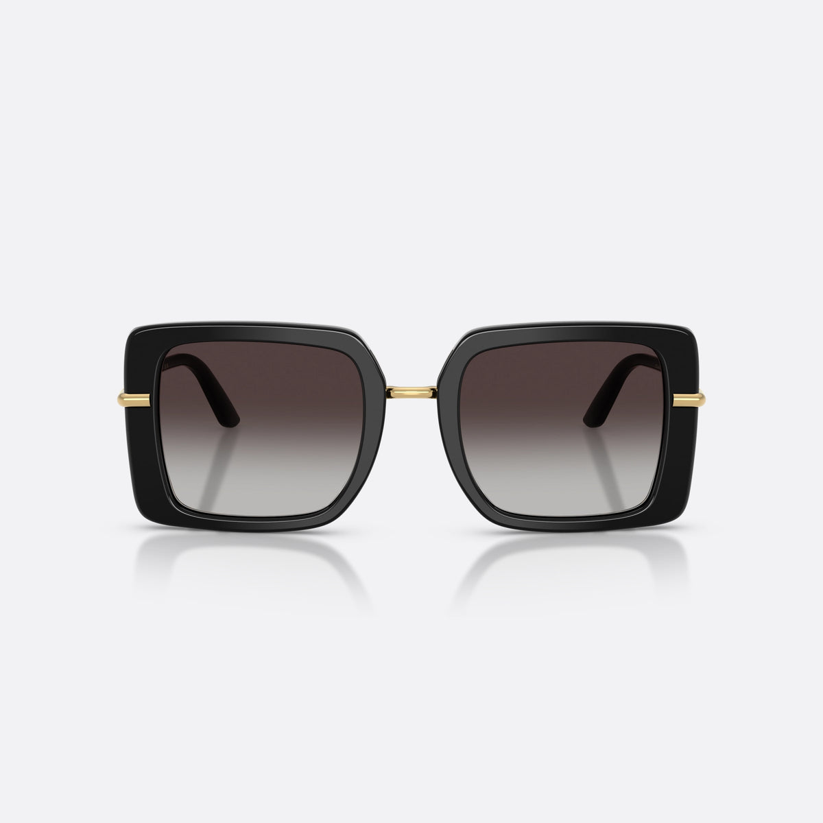 Ochelari de soare Dolce & Gabbana DG4491 32998G, patrati negru, pentru femei, punte metalică cu accent auriu, brațe subțiri, conice, vedere din față