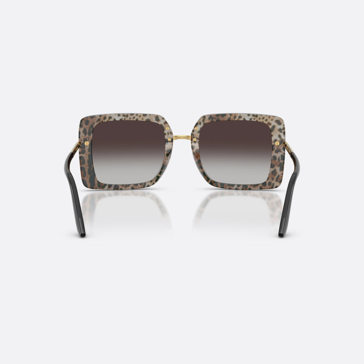 Ochelari de soare Dolce & Gabbana DG4491 32998G, patrati negru, pentru femei, punte metalică cu accent auriu, brațe subțiri, conice, vedere din spate