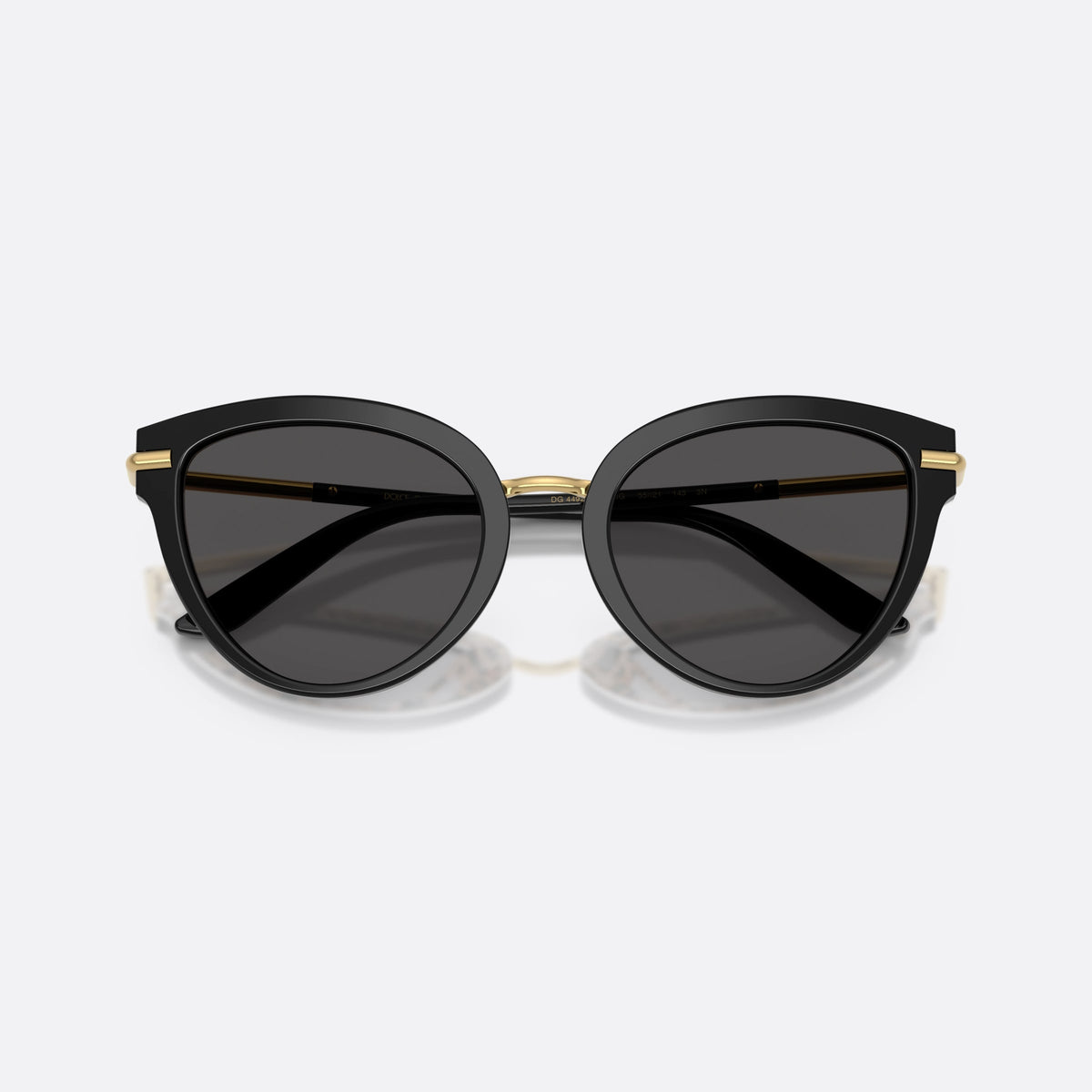 Ochelari de soare Dolce & Gabbana DG4492 32998G, fluture negru, pentru femei, punte metalică cu finisaj auriu, ramă completă, cu brațele pliate