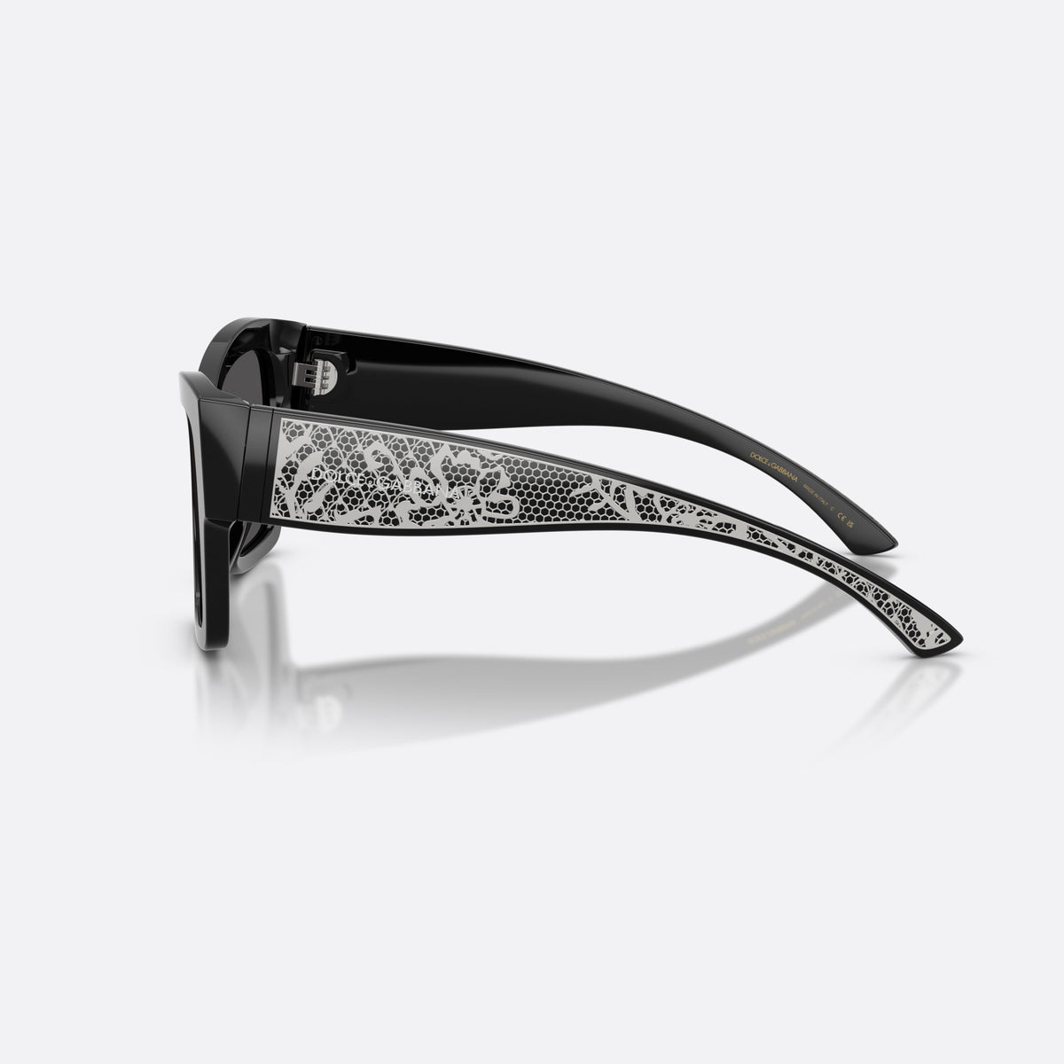 Ochelari de soare Dolce & Gabbana DG4493 501/87, patrati negru, pentru femei, punte simplă, litere brand pe brațe, ramă completă, vedere laterală