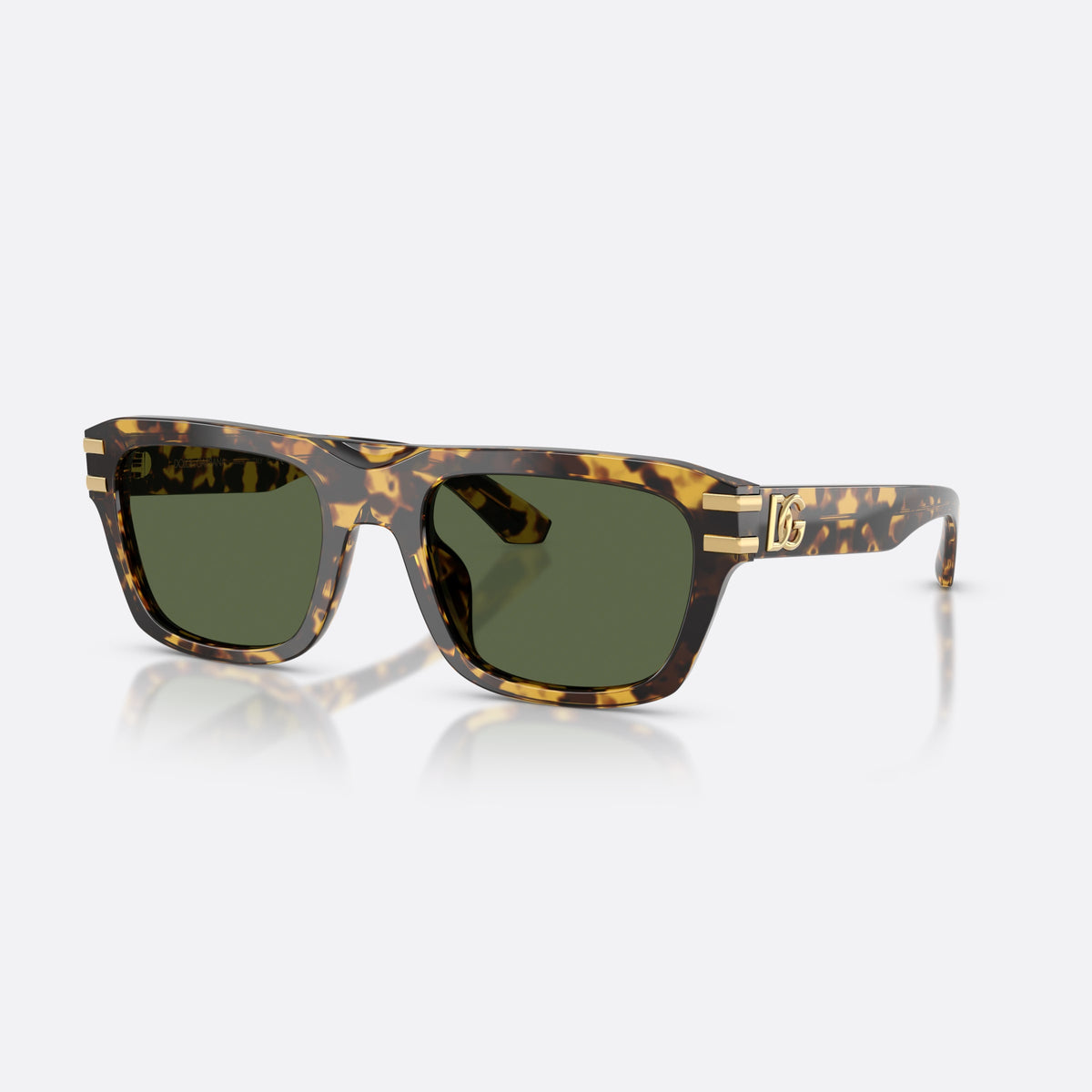Dolce & Gabbana DG4496 333071 sunglasses, havana rectangle frame for men, keyhole bridge, brand logo plaque on temple