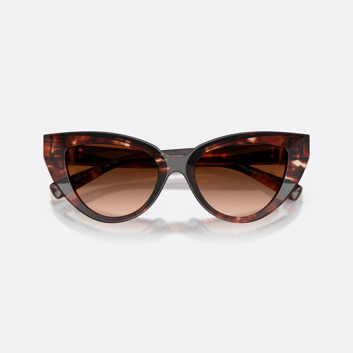Ochelari de soare Dolce & Gabbana DG4497 322274, cat eye roșu, pentru femei, punte simplă, literele brandului pe brațe, ramă completă, cu brațele pliate