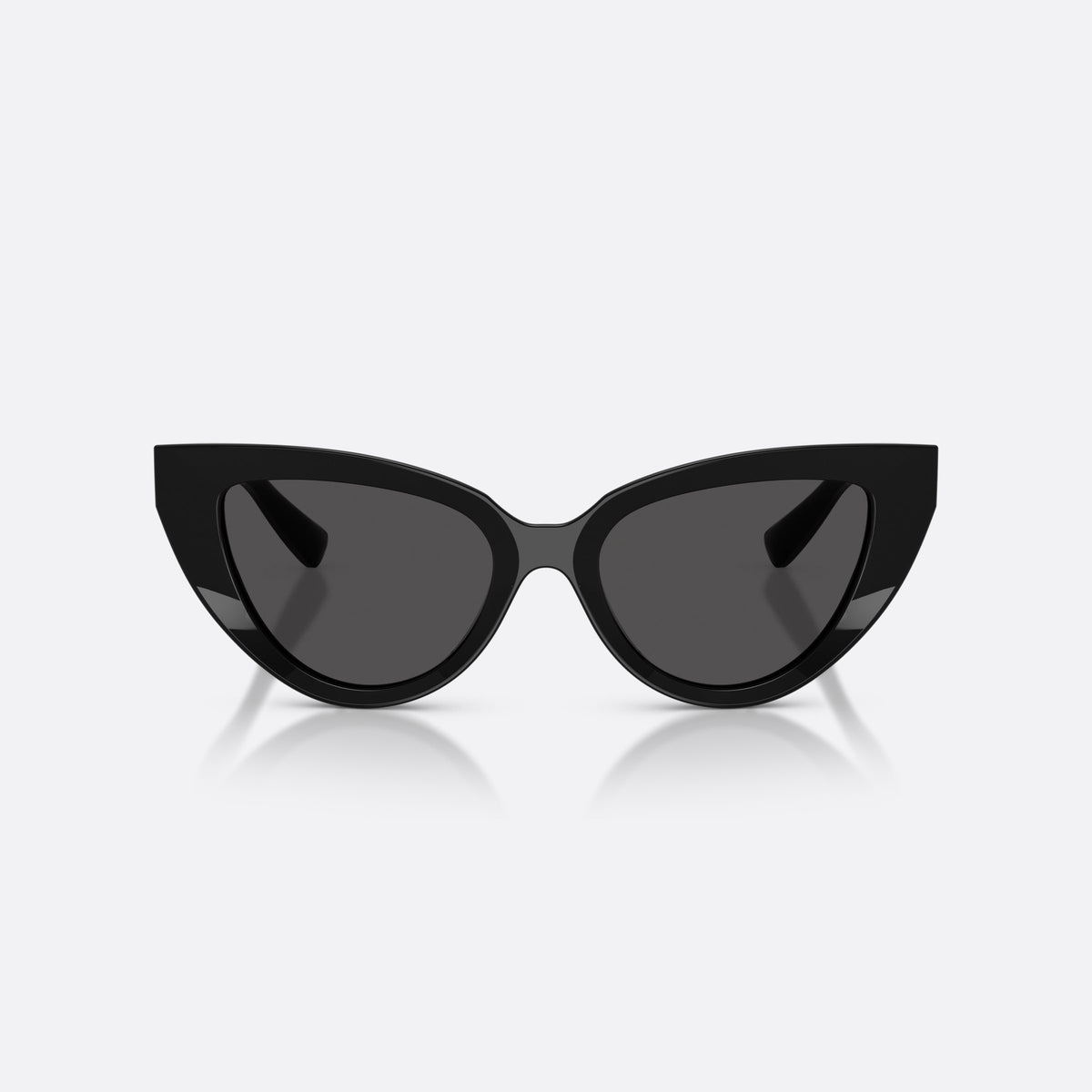 Ochelari de soare Dolce & Gabbana DG4497 501/87, cat eye negru, pentru femei, punte simplă, integrată, literele brandului pe brațe, vedere din față