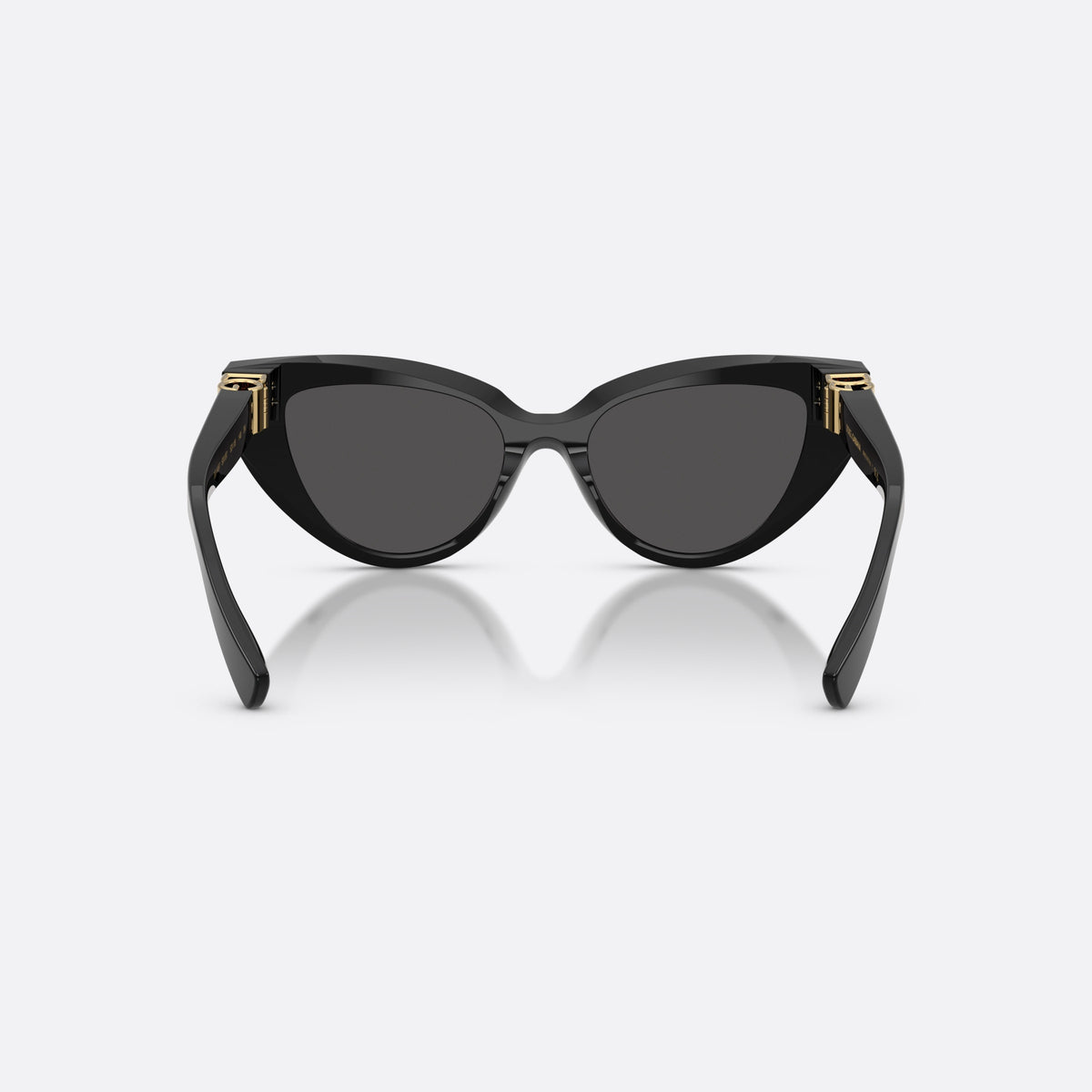 Ochelari de soare Dolce & Gabbana DG4497 501/87, cat eye negru, pentru femei, punte simplă, integrată, literele brandului pe brațe, vedere din spate