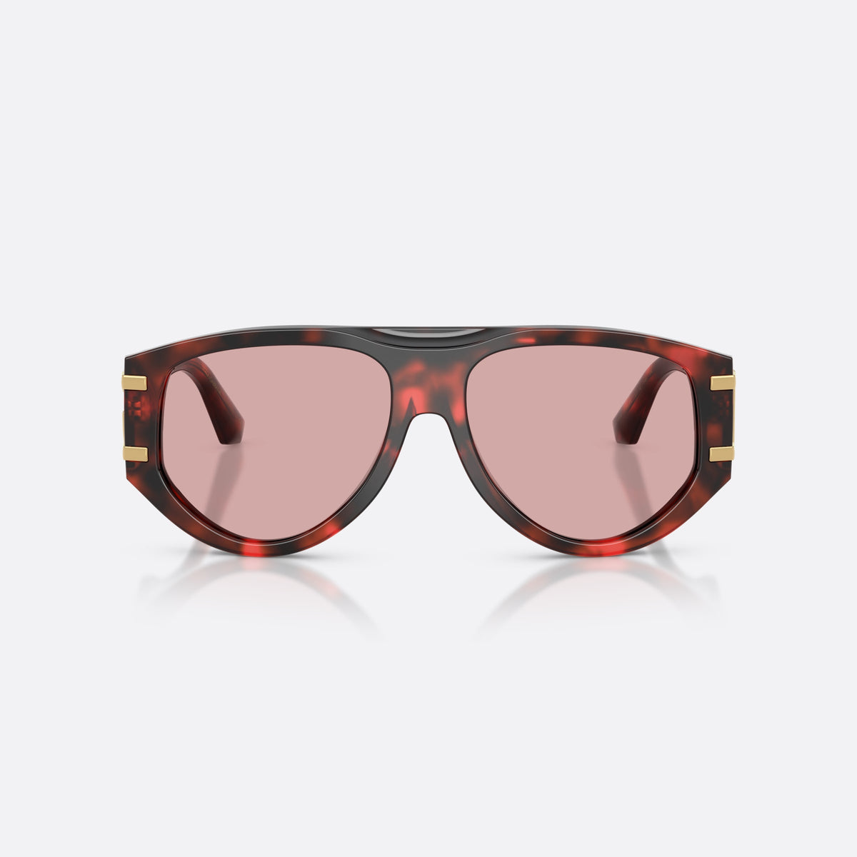 Ochelari de soare Dolce & Gabbana DG4499 335884, pilot havana, pentru femei, punte dublă cu bară superioară, placă cu logo pe braț, vedere din față