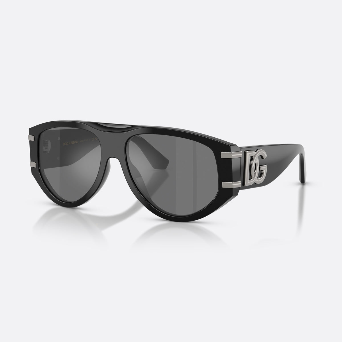 Dolce & Gabbana DG4499 501/6G sunglasses, black pilot frame for women, plain double bridge, brand logo on temples