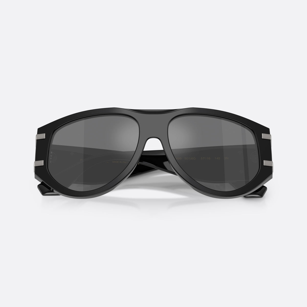 Dolce & Gabbana DG4499 501/6G sunglasses, black pilot frame for women, plain double bridge, brand logo on temples, folded