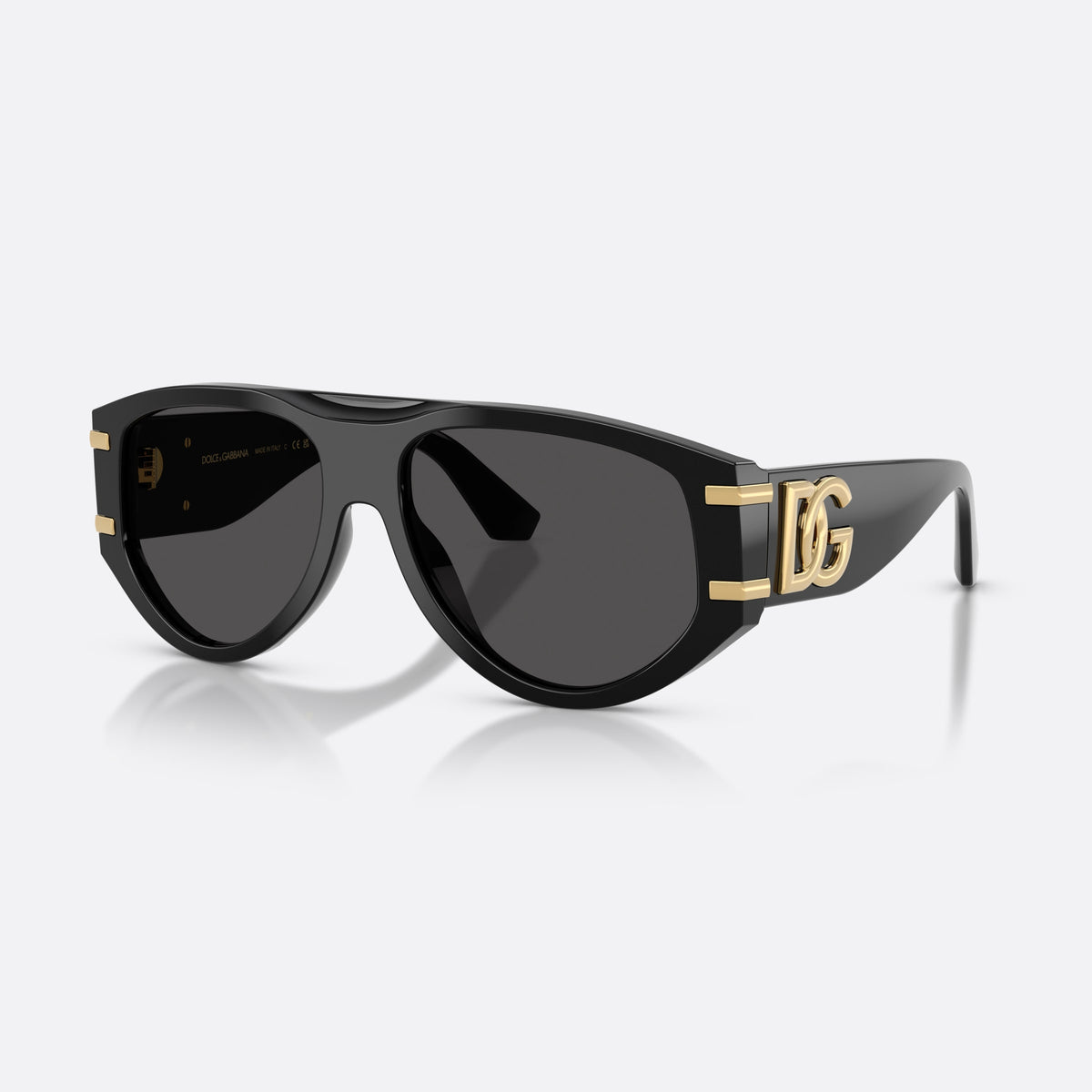 Ochelari de soare Dolce & Gabbana DG4499 501/87, pilot negru, pentru femei, punte simplă, logo auriu al brandului pe braț