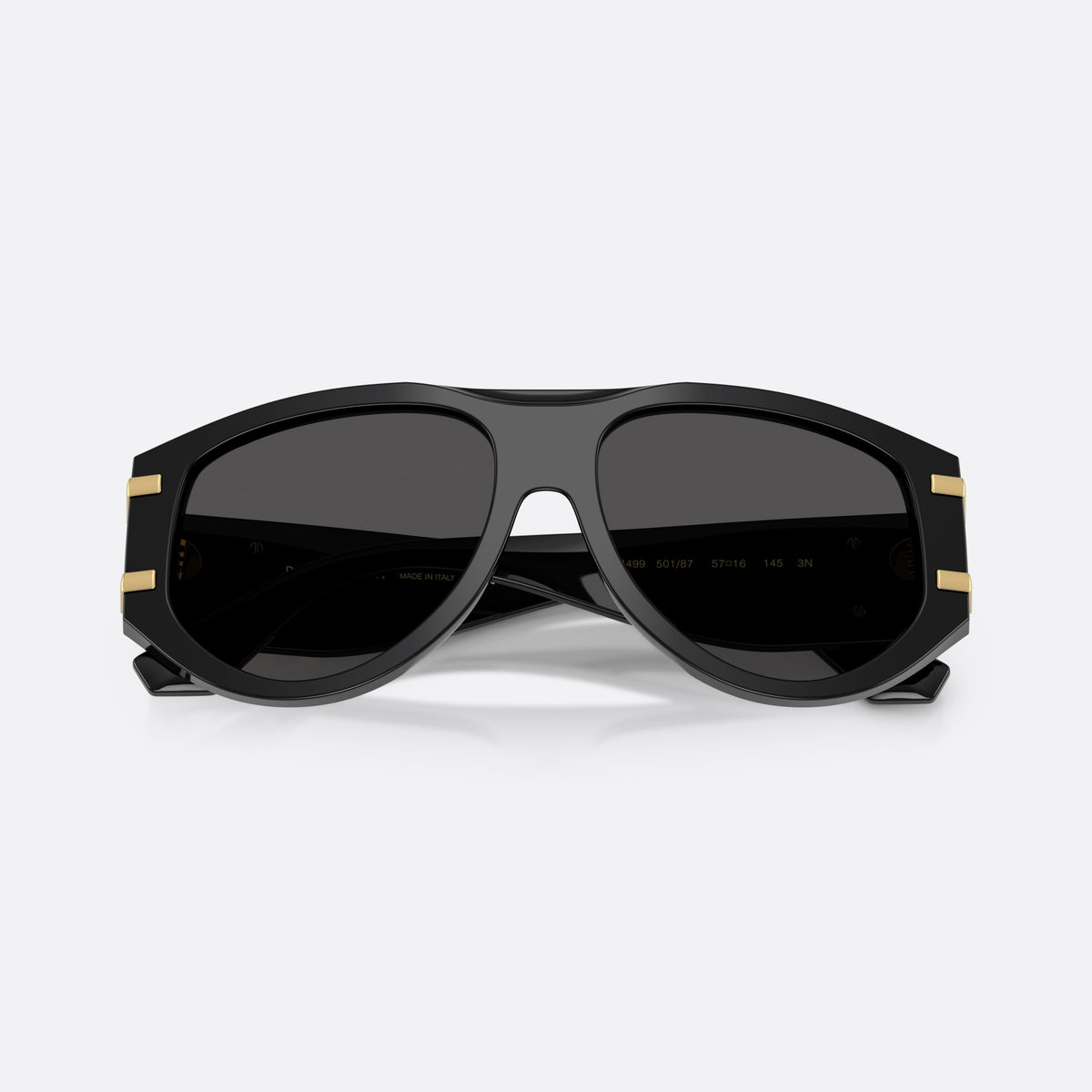 Ochelari de soare Dolce & Gabbana DG4499 501/87, pilot negru, pentru femei, punte simplă, logo auriu al brandului pe braț, cu brațele pliate