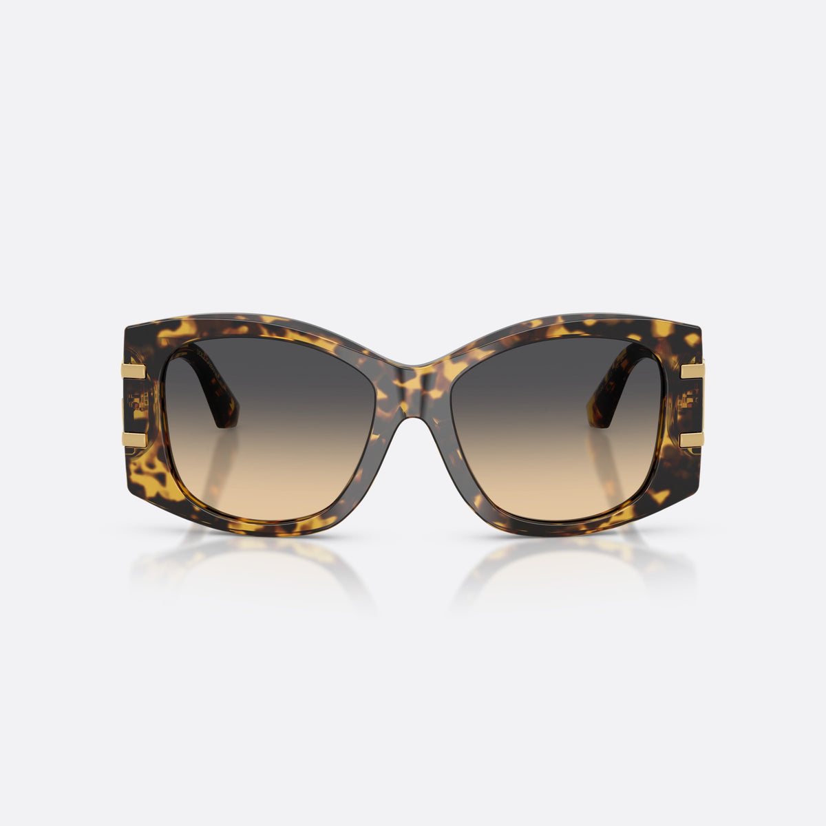 Ochelari de soare Dolce & Gabbana DG4501 33302Q, fluture havana, pentru femei, punte simplă între lentile, brațe late cu placă, vedere din față
