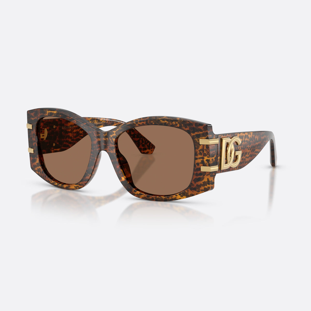 Dolce & Gabbana DG4501 347073 sunglasses, brown butterfly frame for women, plain integrated bridge, brand logo plaque on temple