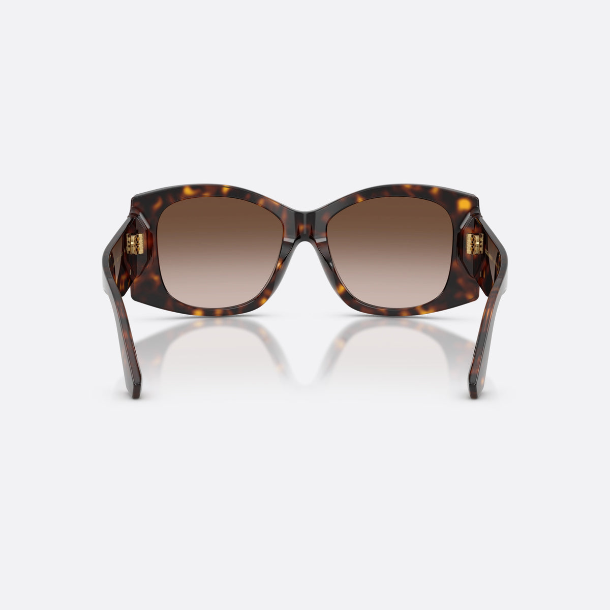 Dolce & Gabbana DG4501 502/13 sunglasses, havana butterfly frame for women, plain bridge with central dip, wide temples with plaque, back view