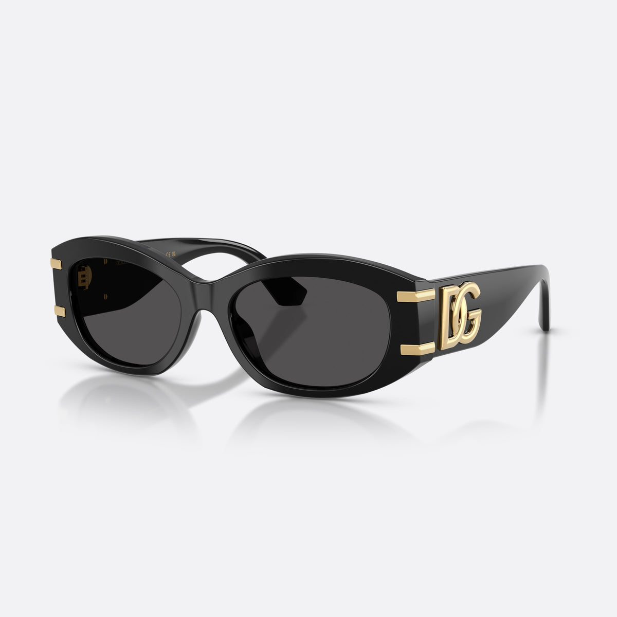 Dolce & Gabbana DG4502 501/87 sunglasses, black oval frame for women, plain bridge, brand logo on temple, full-rim frame