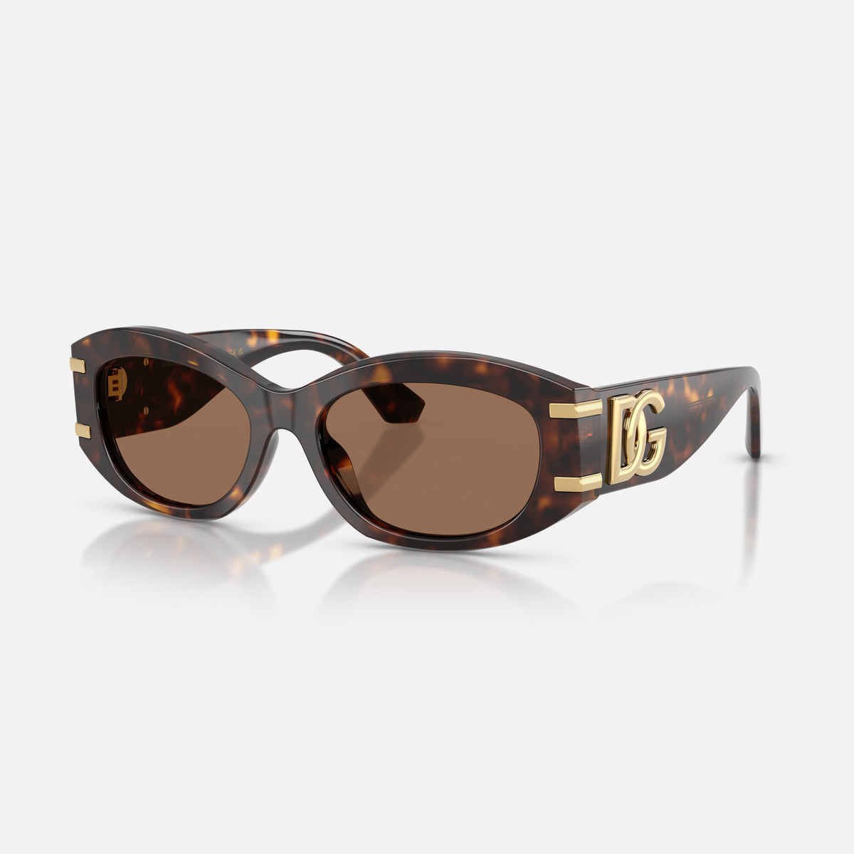 Dolce & Gabbana DG4502 502/73 sunglasses, havana oval frame for women, keyhole bridge, brand logo on temples, full-rim frame