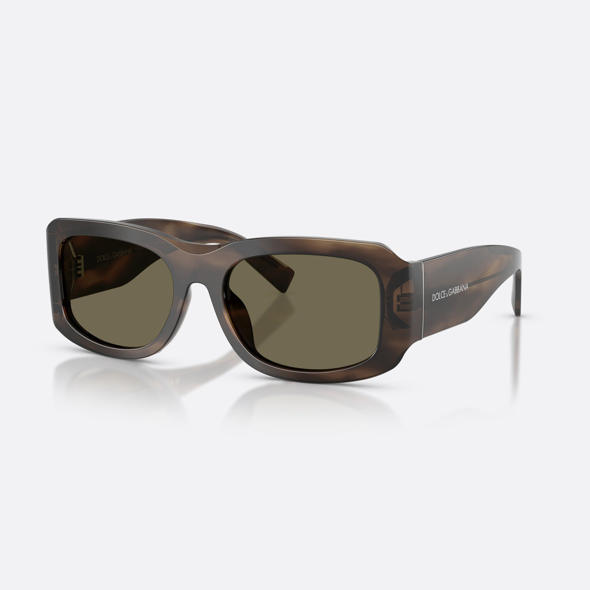 Ochelari de soare Dolce & Gabbana DG4503 3200/3, rectangulari maro, pentru bărbați, punte integrată simplă, logo al brandului pe braț