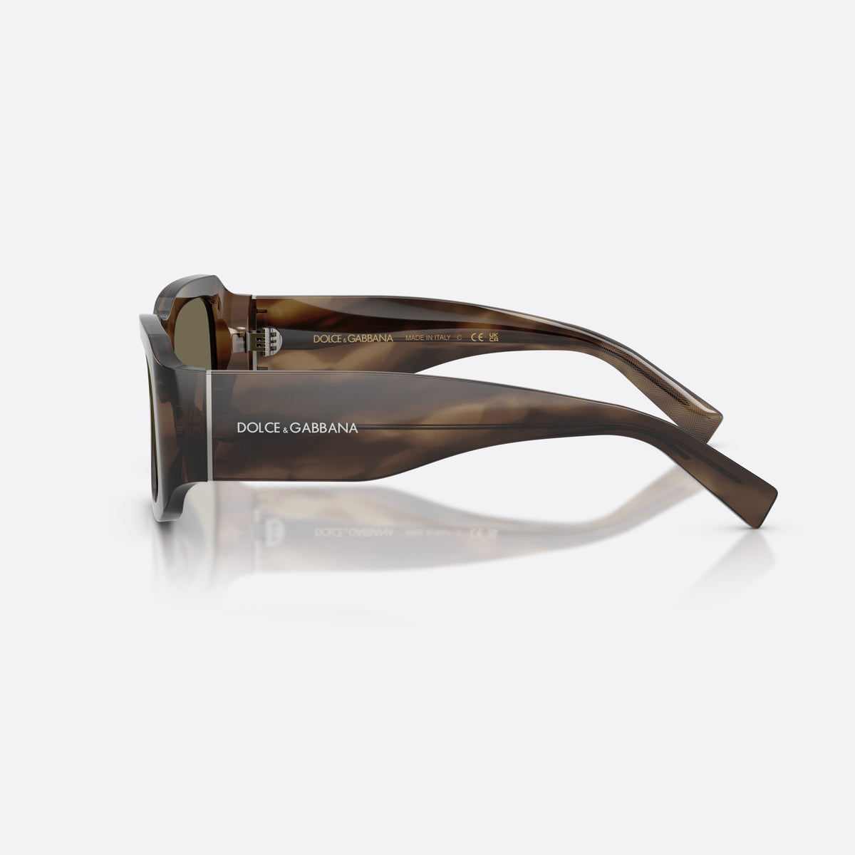 Ochelari de soare Dolce & Gabbana DG4503 3200/3, rectangulari maro, pentru bărbați, punte integrată simplă, logo al brandului pe braț, vedere laterală