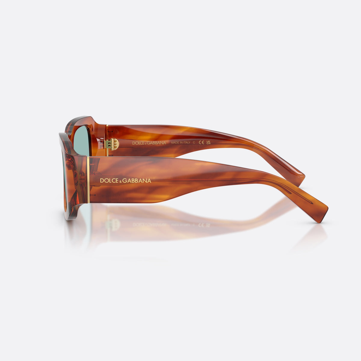 Ochelari de soare Dolce & Gabbana DG4503 322180, rectangulari maro, pentru bărbați, punte simplă, literele brandului pe brațe, ramă completă, vedere laterală
