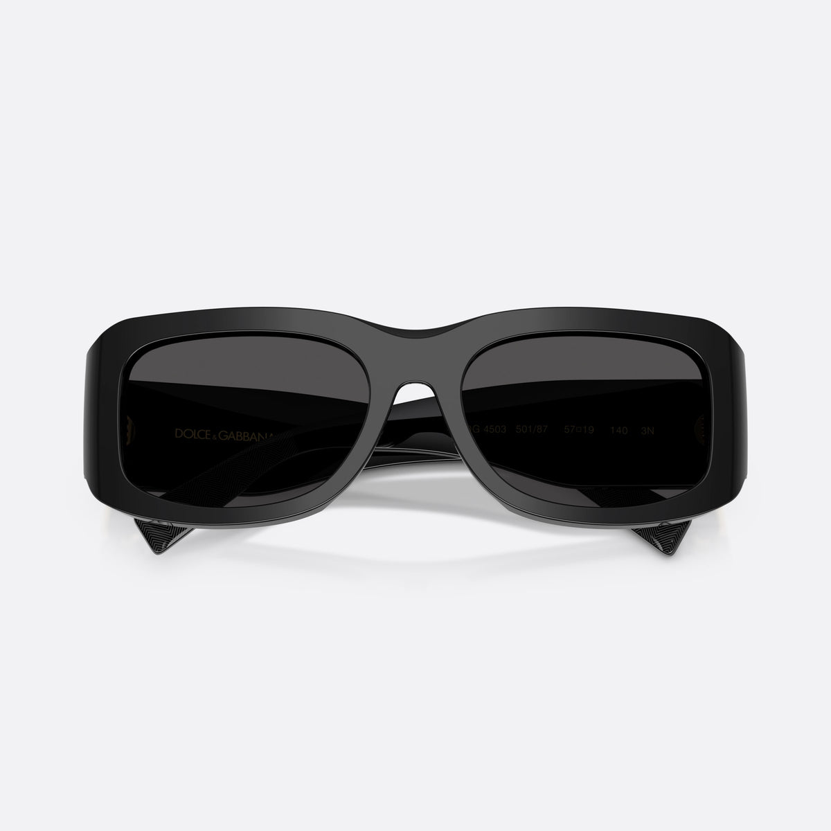 Ochelari de soare Dolce & Gabbana DG4503 501/87, rectangulari negru, pentru bărbați, punte simplă cu partea superioară curbată, cu brațele pliate