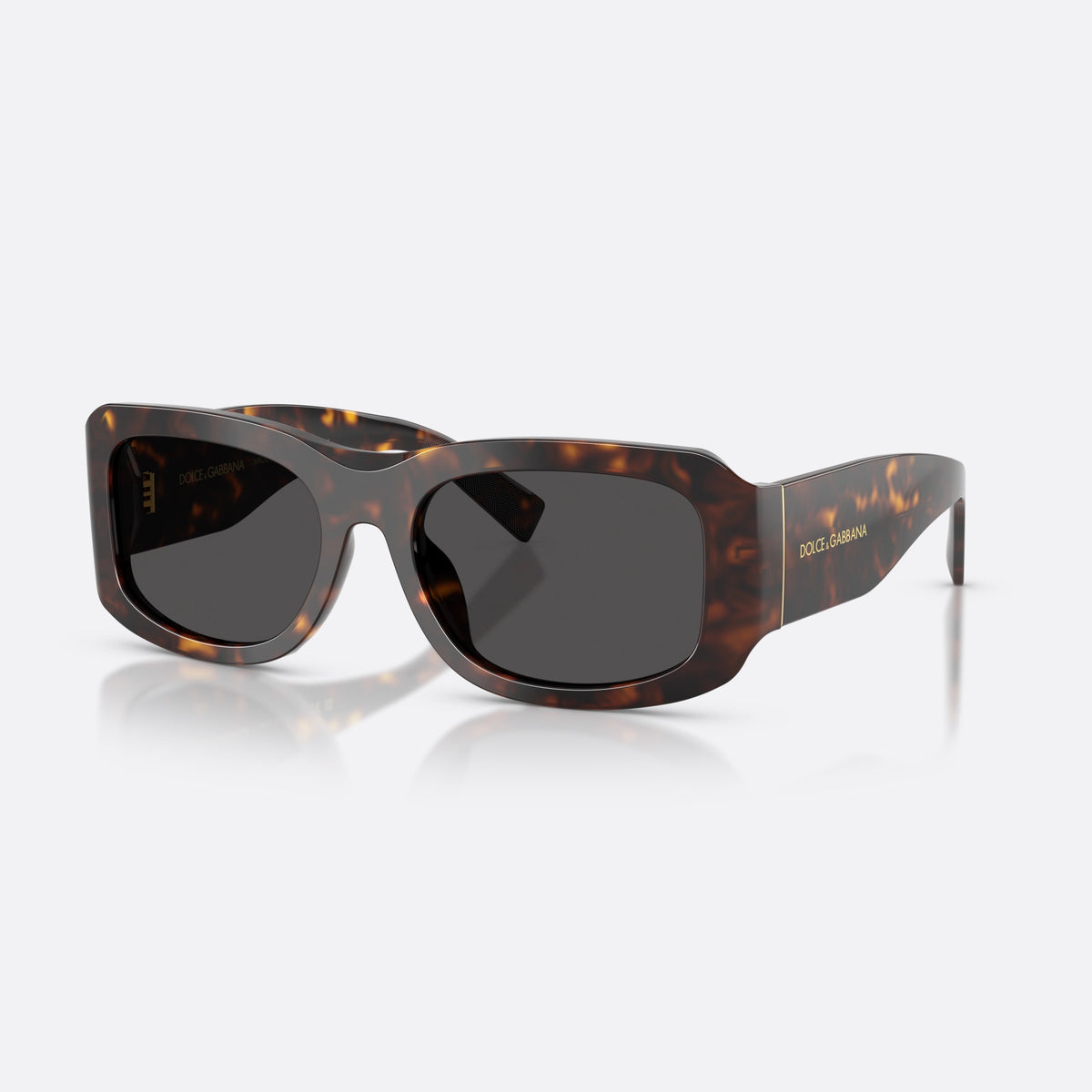 Dolce & Gabbana DG4503 502/87 sunglasses, havana rectangle frame for men, plain integrated bridge, brand lettering on temples