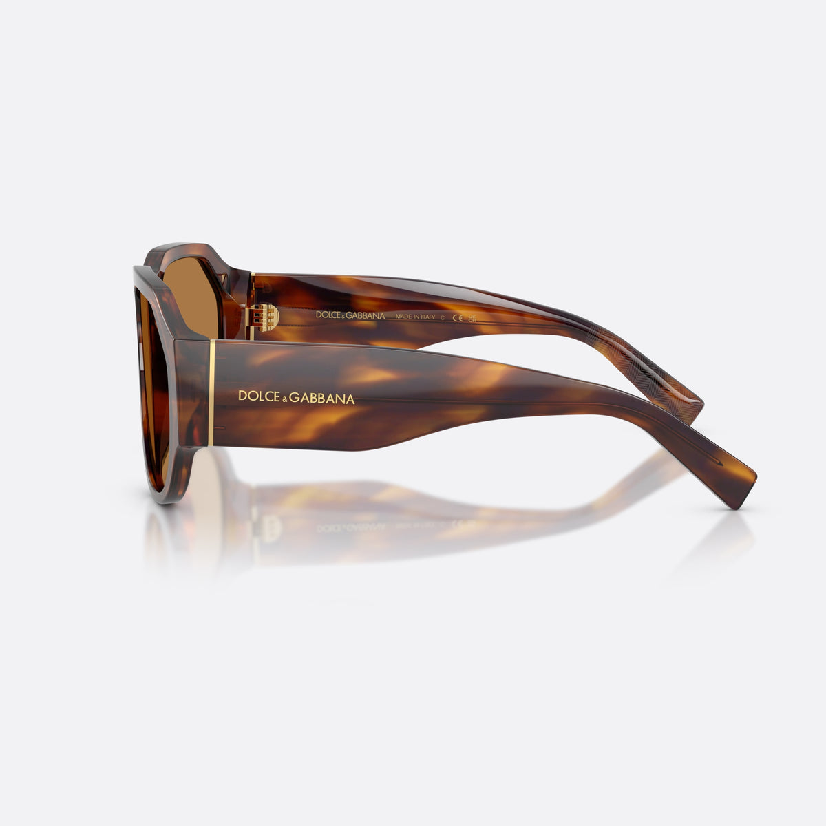 Dolce & Gabbana DG4504 306373 sunglasses, havana pilot frame for men, plain bridge, brand logo on temple, side view