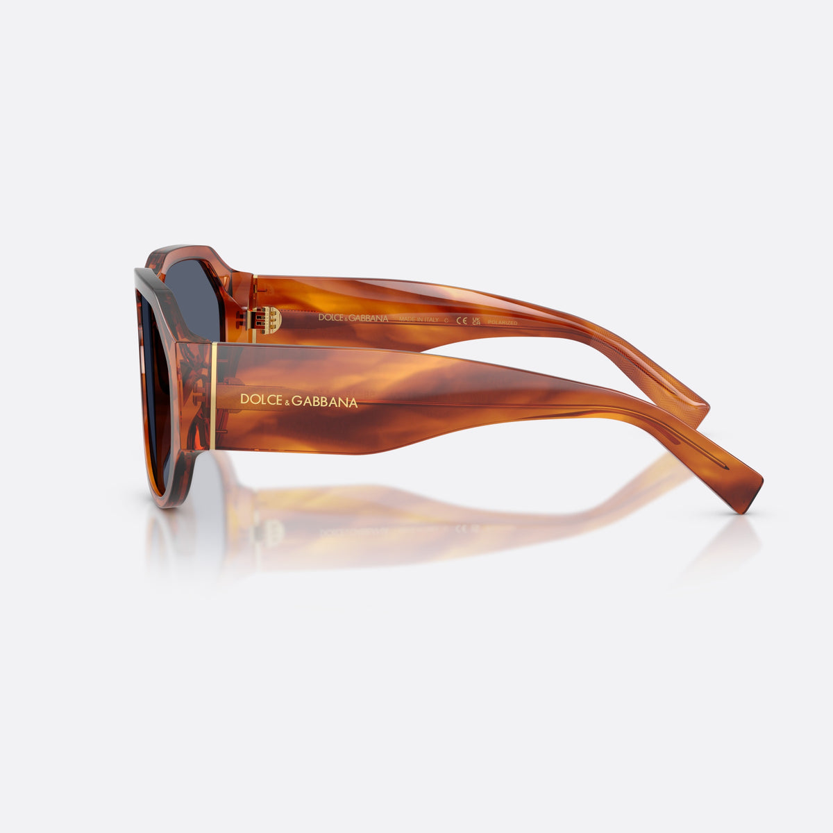 Ochelari de soare Dolce & Gabbana DG4504 32212V, pilot maro, pentru bărbați, punte simplă, litere ale brandului pe brațe, ramă completă, vedere laterală