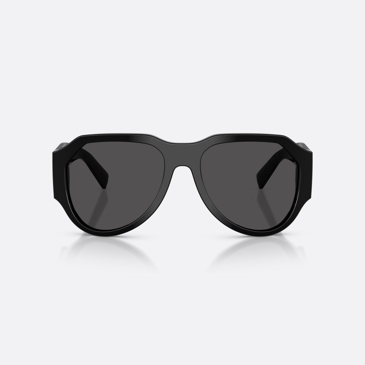 Dolce & Gabbana DG4504 501/87 sunglasses, black pilot frame for men, plain integrated bridge, brand lettering on temples, front view