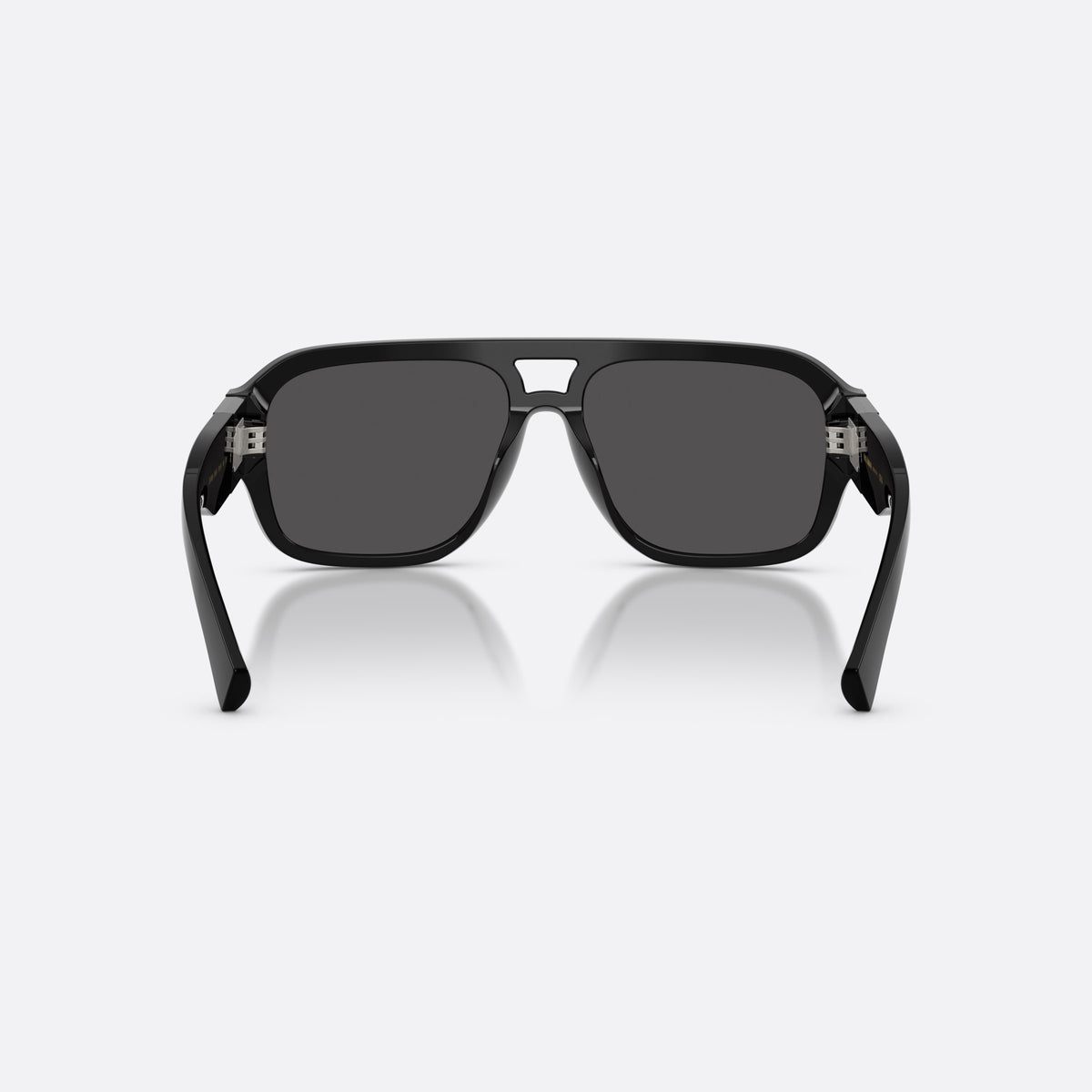 Dolce & Gabbana DG4506 501/87 sunglasses, black pilot frame for men, double bridge with open window, wide tapered temples, back view