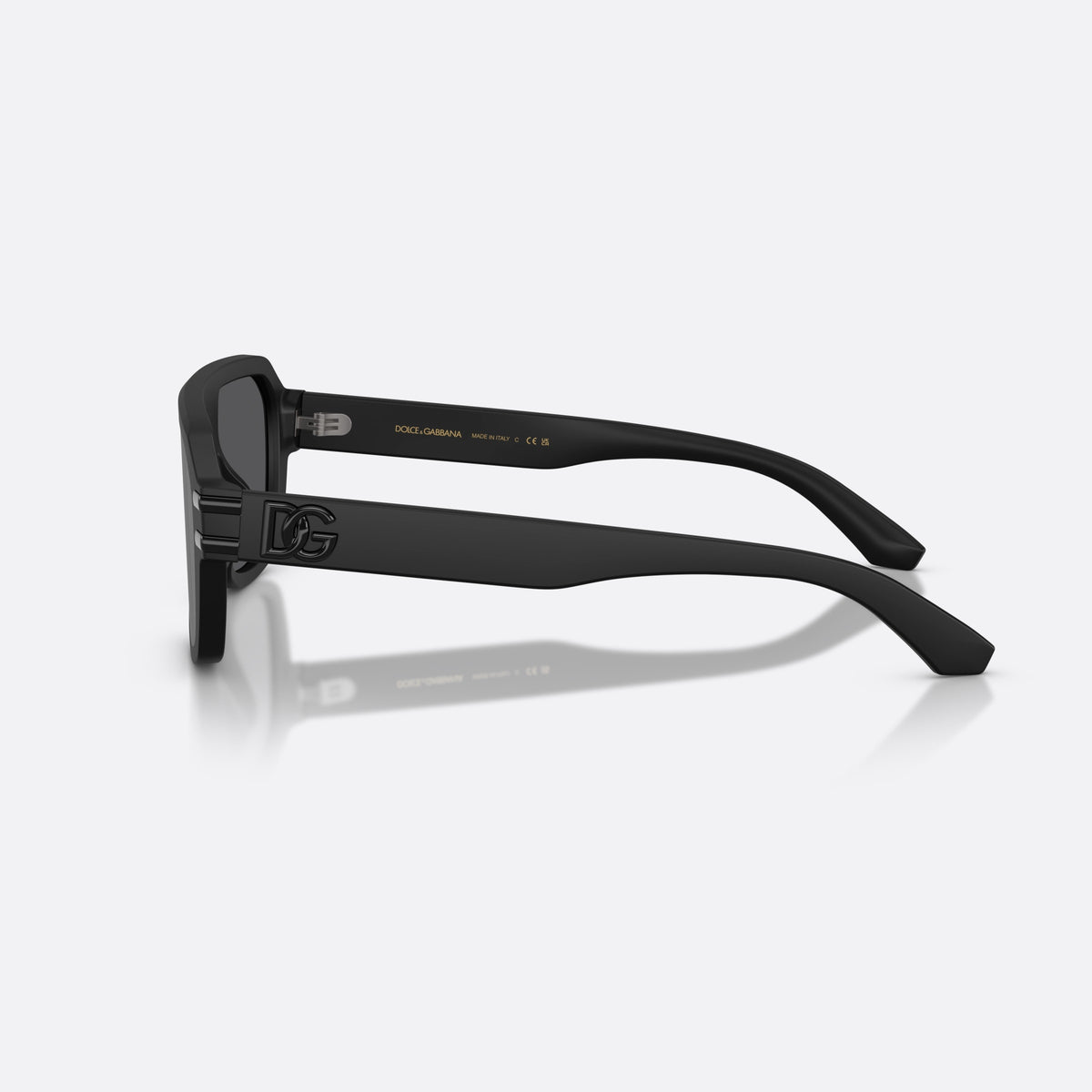 Ochelari de soare Dolce & Gabbana DG4507 25256G, pilot negru, pentru bărbați, punte simplă, logo al brandului pe braț, ramă completă, vedere laterală