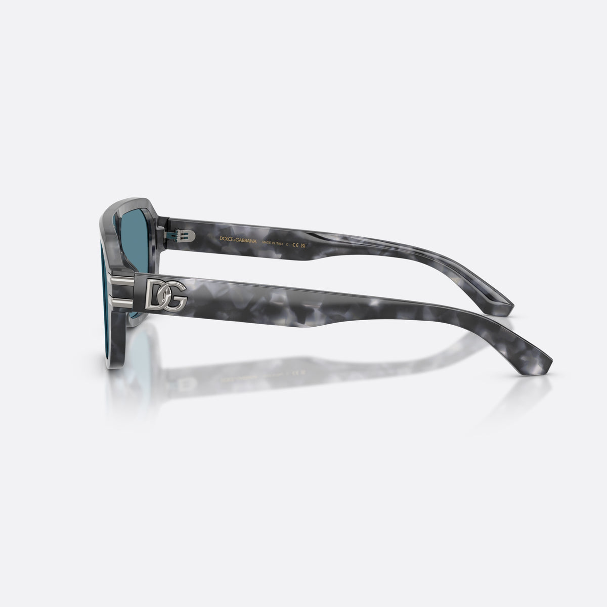 Dolce & Gabbana DG4507 3445/1 sunglasses, havana pilot frame for men, plain integrated bridge, brand logo plaque on temple, side view
