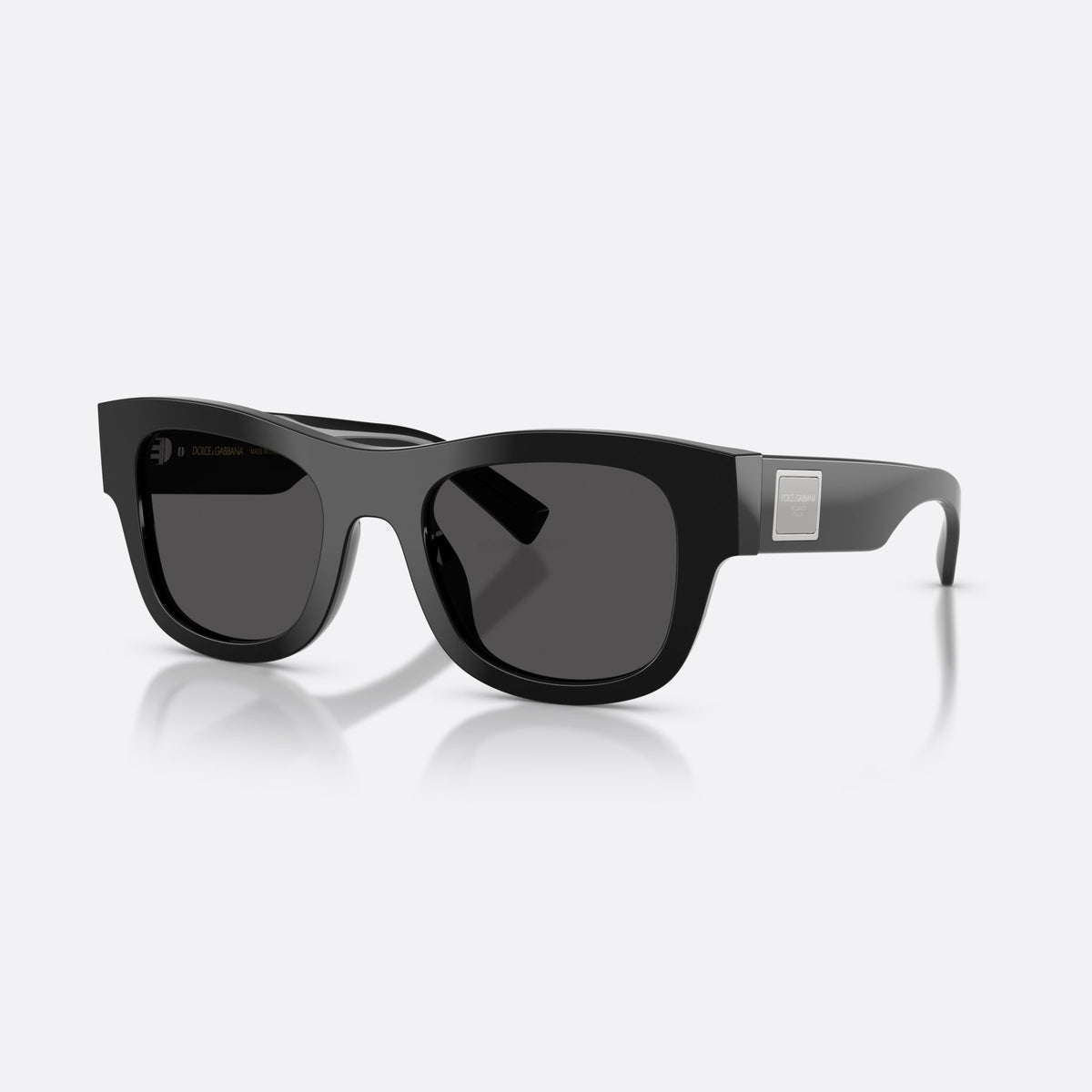 Dolce & Gabbana DG4509 501/87 sunglasses, black square frame for men, plain bridge, brand logo on plaque, full-rim frame