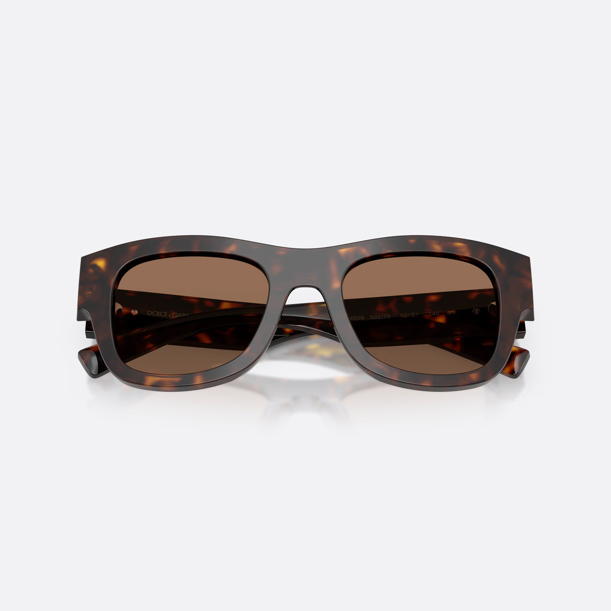 Dolce & Gabbana DG4509 502/73 sunglasses, havana square frame for men, plain bridge, integrated into frame, full-rim frame, folded