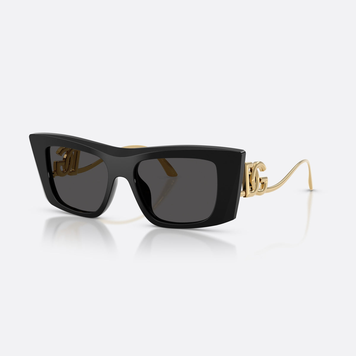 Dolce & Gabbana DG4510 501/87 sunglasses, black cat eye frame for women, plain bridge, brand logo plaque on temple, full-rim frame