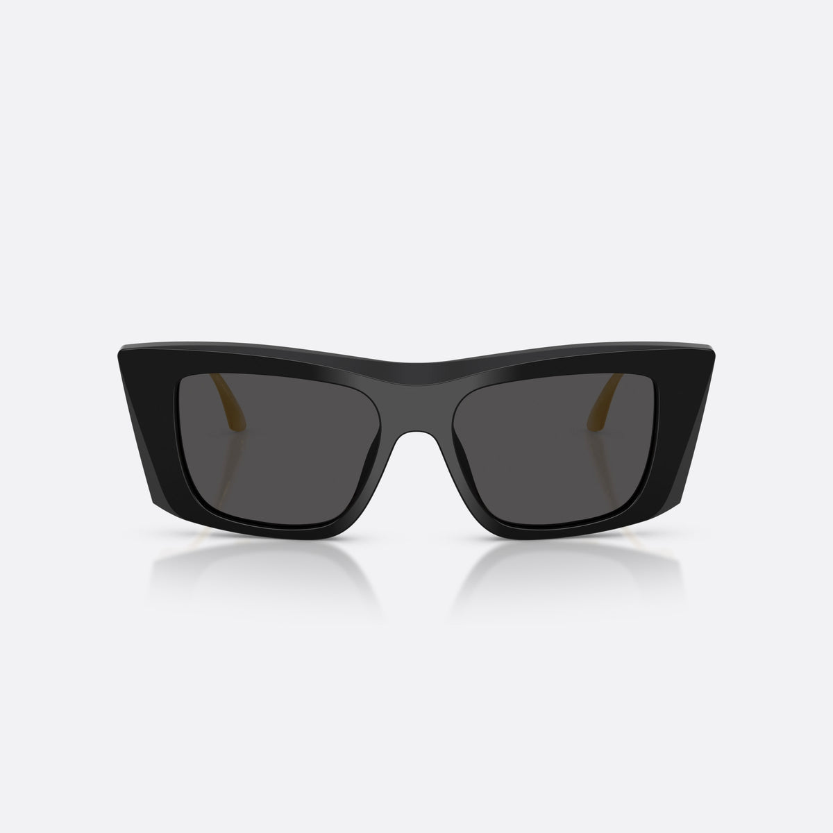 Dolce & Gabbana DG4510 501/87 sunglasses, black cat eye frame for women, plain bridge, brand logo plaque on temple, full-rim frame, front view