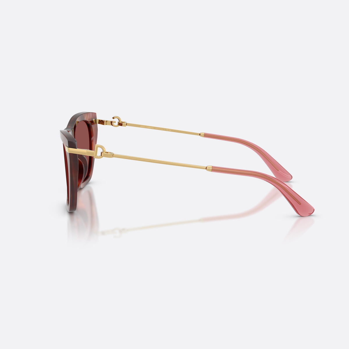 Dolce & Gabbana DG4511 344475 sunglasses, havana square frame for women, plain bridge, integrated into frame, full-rim acetate frame, side view
