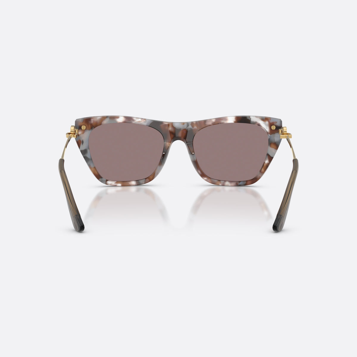 Dolce & Gabbana DG4511 34457N sunglasses, havana square frame for women, keyhole bridge, gold-tone brand plaque on temple, back view