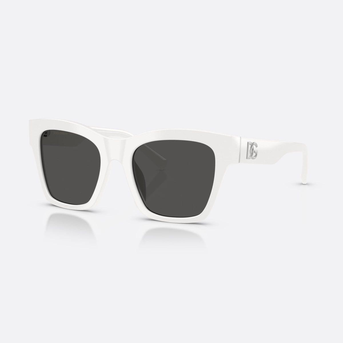 Dolce & Gabbana DG4512 331287 sunglasses, white square frame for women, plain bridge, integrated into frame, brand logo on temple