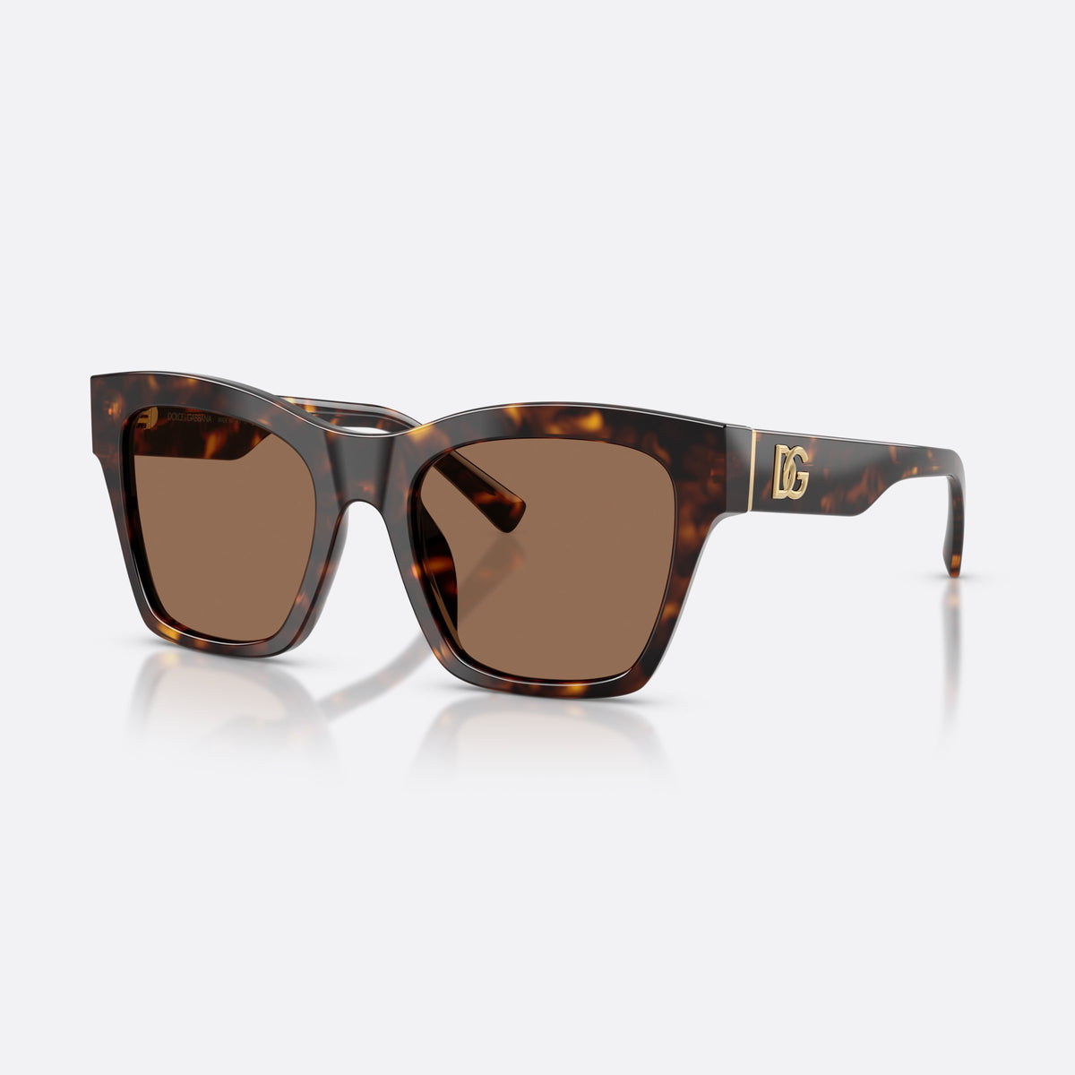 Dolce & Gabbana DG4512 502/73 sunglasses, havana square frame for women, plain double bridge, brand logo on temple, full-rim frame