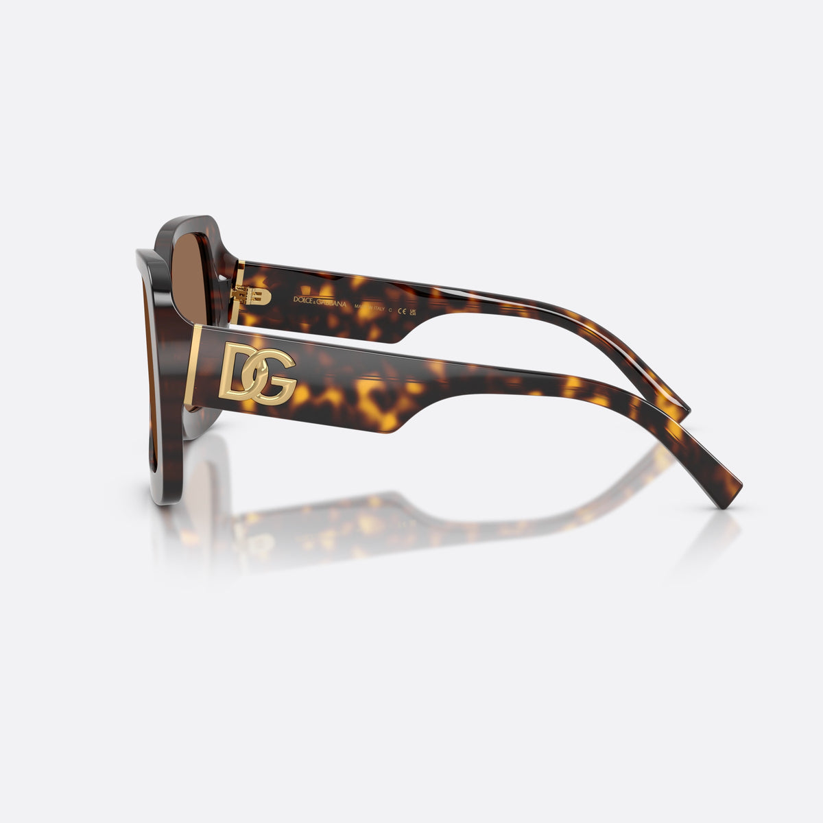 Dolce & Gabbana DG4513 502/73 sunglasses, havana square frame for women, plain bridge, integrated into frame, full-rim acetate frame, side view