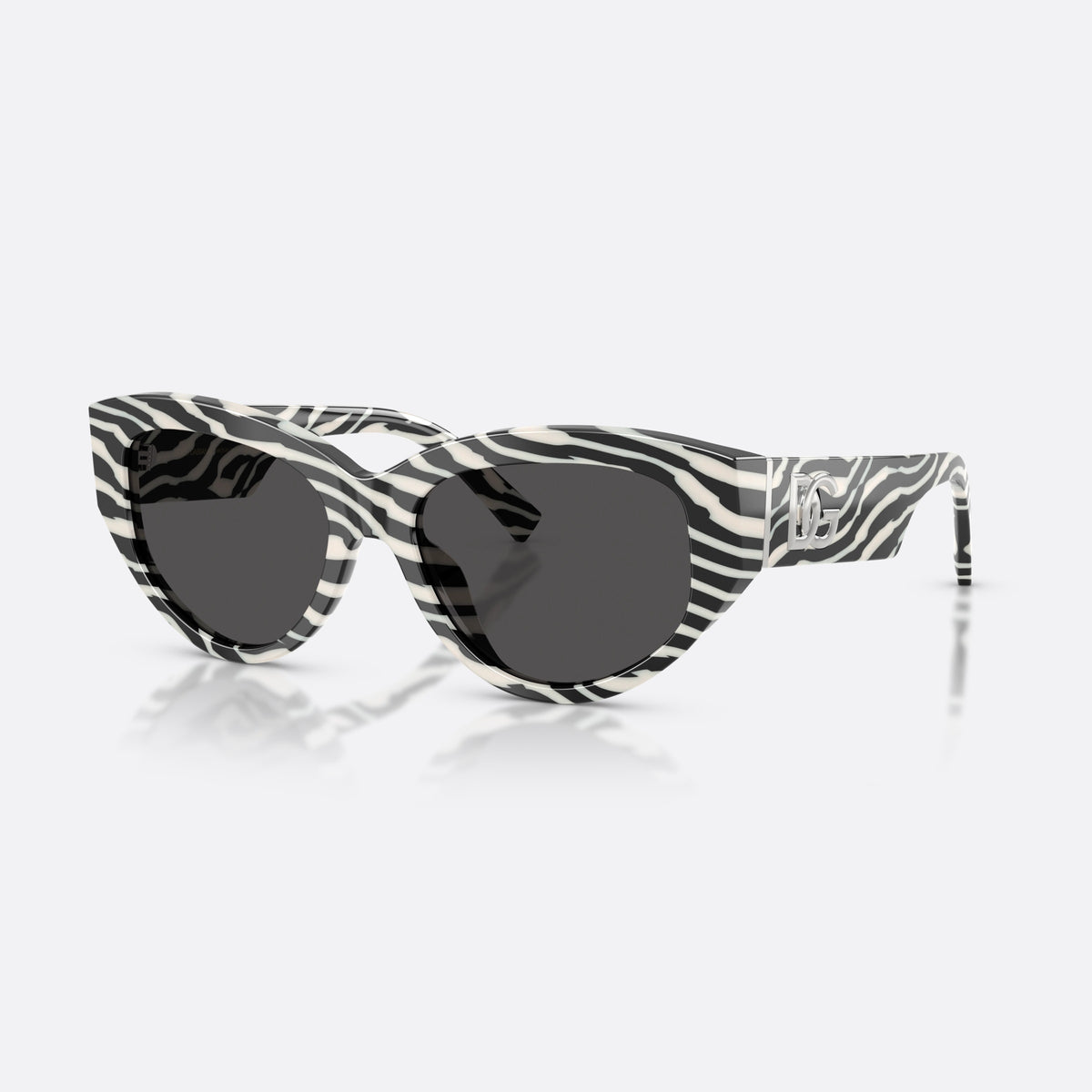 Dolce & Gabbana DG4514 337287 sunglasses, multicolor cat eye frame for women, plain acetate bridge, silver-tone brand logo on temple