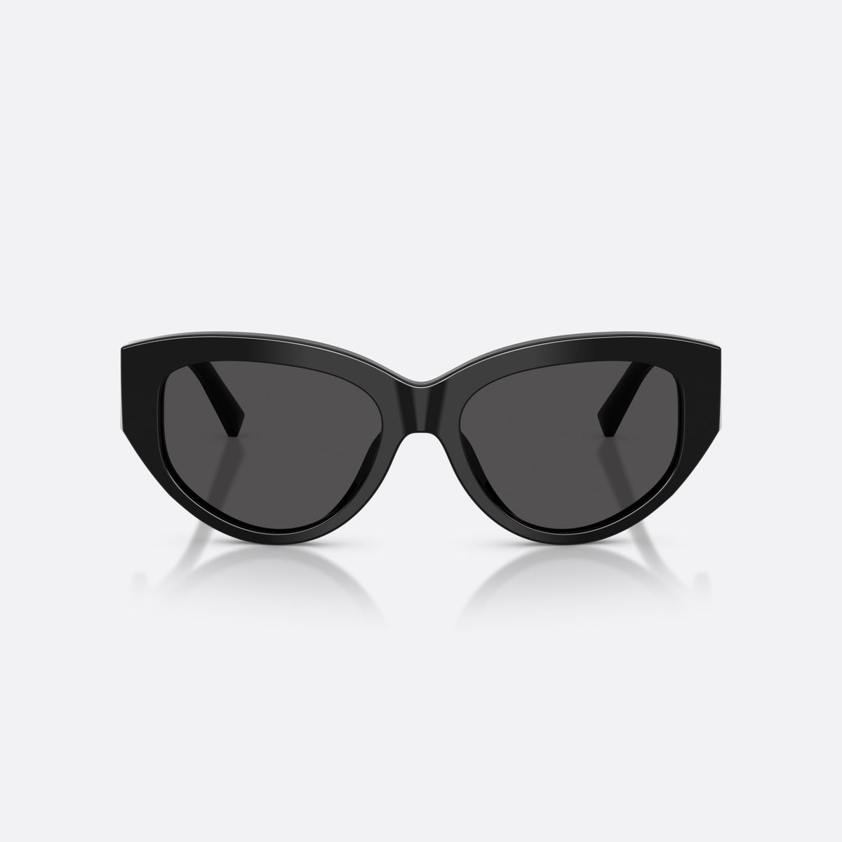 Dolce & Gabbana DG4514 501/87 sunglasses, black cat eye frame for women, plain bridge, brand logo on temple, wide temples with plaque, front view