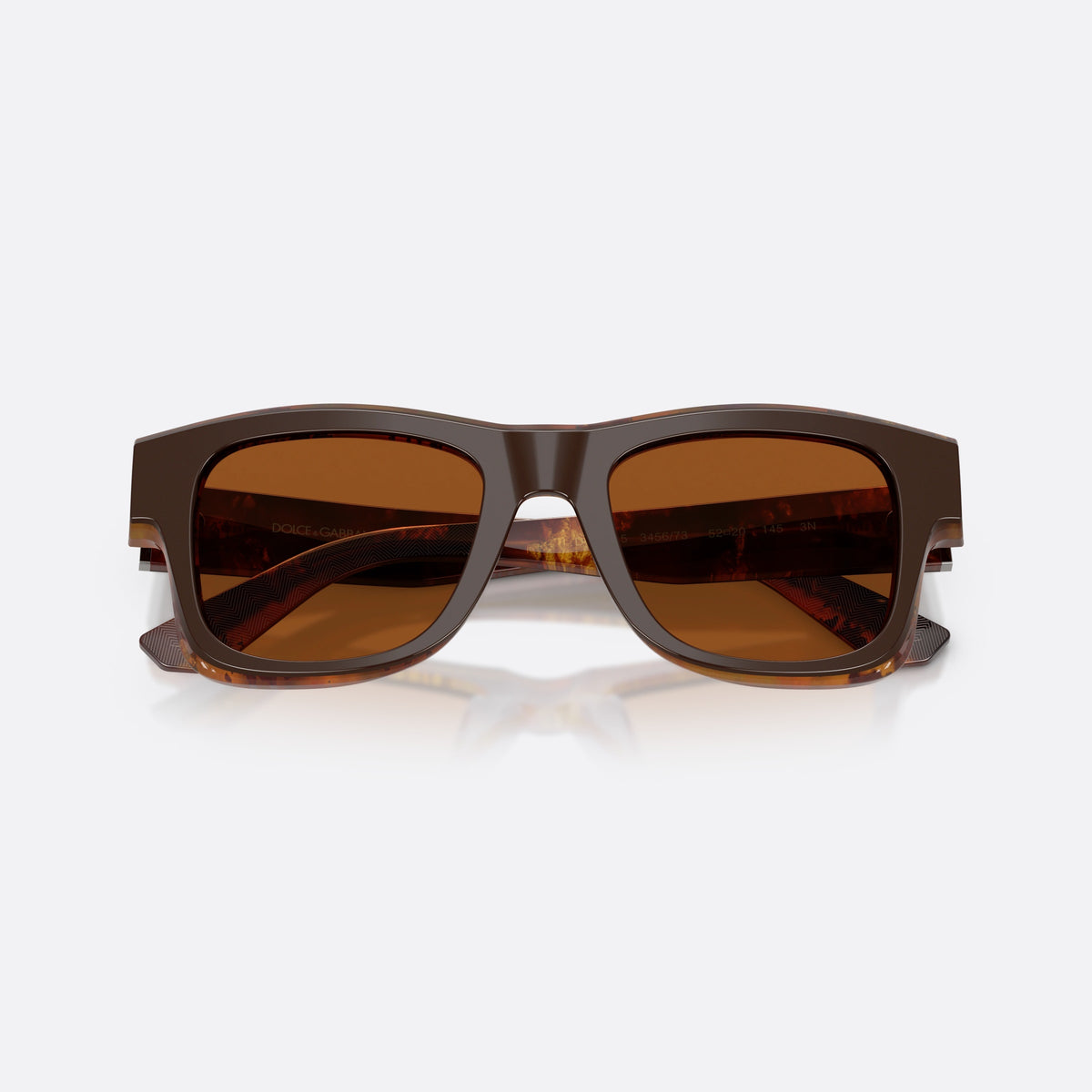 Dolce & Gabbana DG4515 345673 sunglasses, brown square frame for men, plain bridge, brand logo on temple, wide flat temples, folded