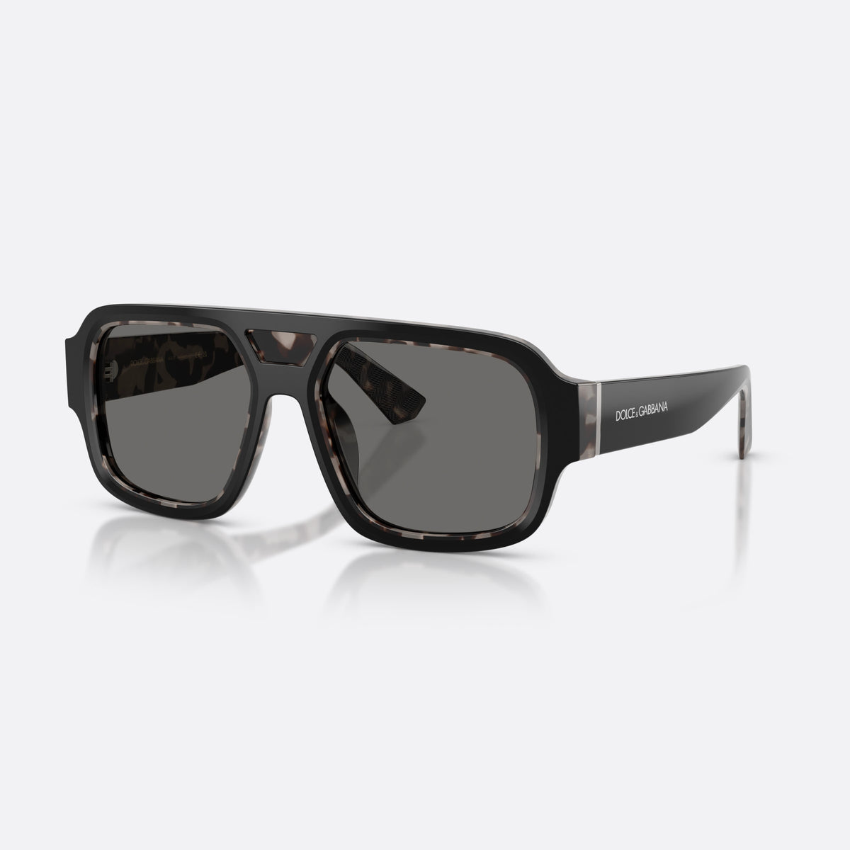 Dolce & Gabbana DG4516 3403/1 sunglasses, black square frame for men, double bridge with raised center, brand lettering on temple
