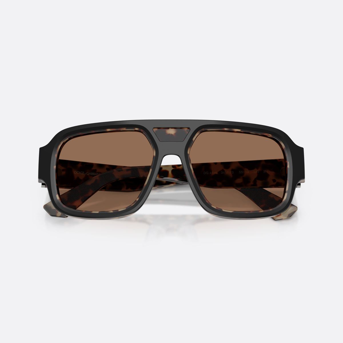 Dolce & Gabbana DG4516 341773 sunglasses, black square frame for men, double bridge with raised top, full-rim frame, folded